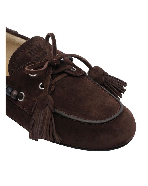 Miu Miu Brown Deck Loafers