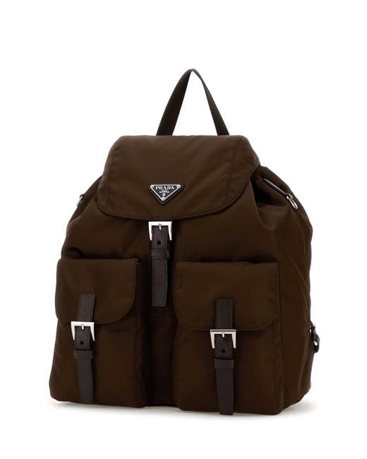 Prada Brown Canvas Backpack