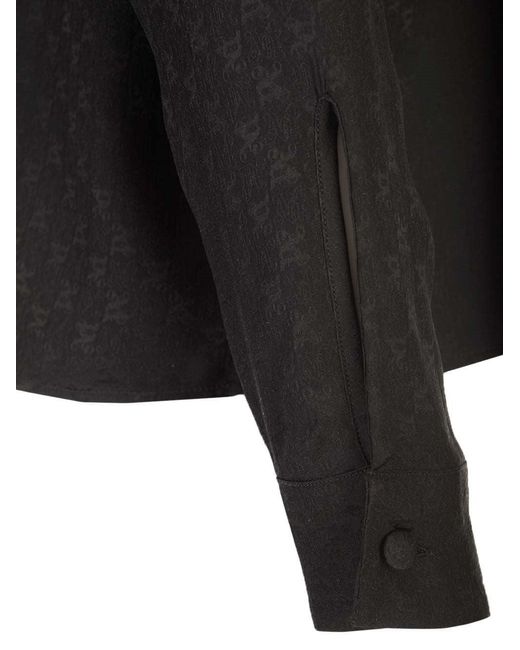 Palm Angels Black Monogram Silk Blouse