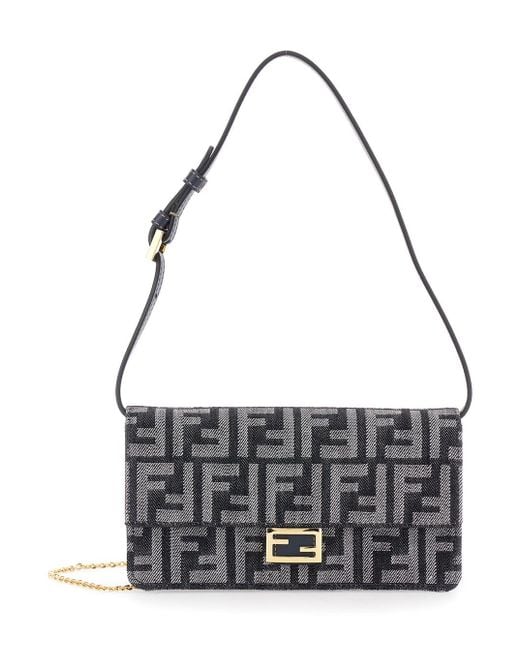 Fendi Crossbody Bag With All-Over Ff Motif And Metallic Ff Plaque On The Front