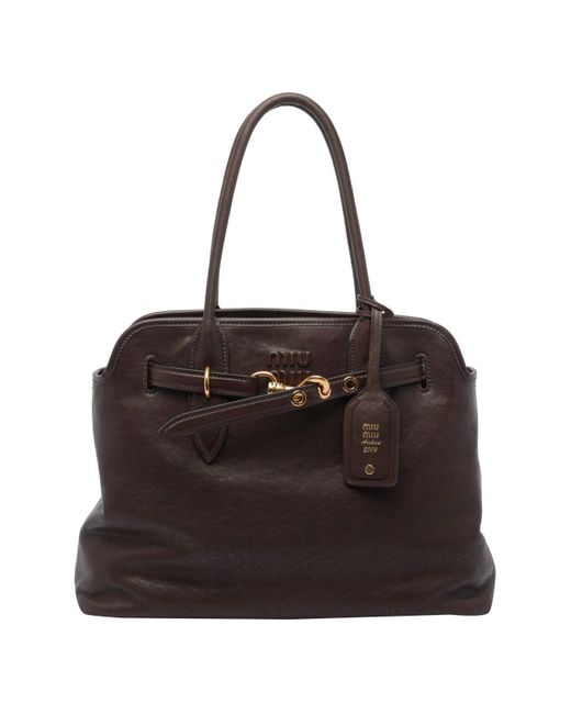 Miu Miu Black Logo Aventure Shoulder Bag