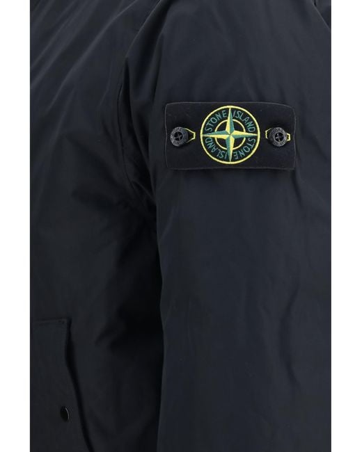 Stone Island Blue Long Down Jacket for men