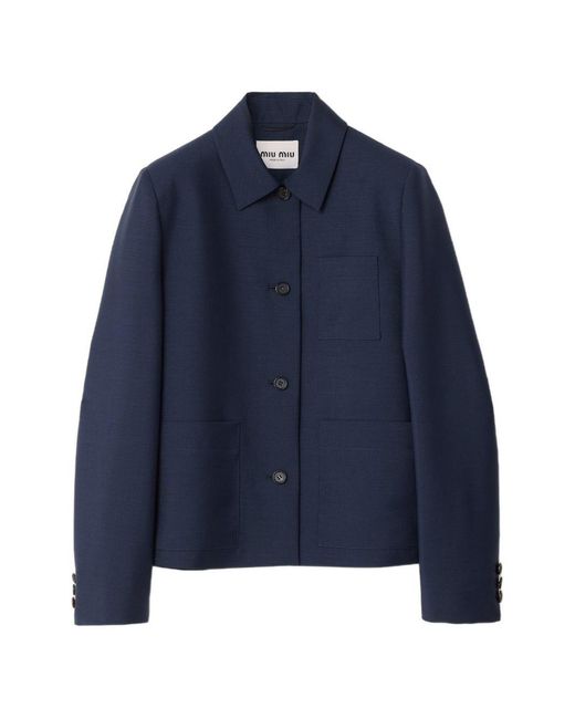 Miu Miu Blue Wool Single-Breasted Jacket
