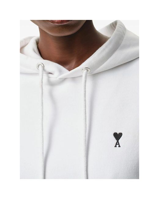 AMI White Drawstring Hoodie With Logo