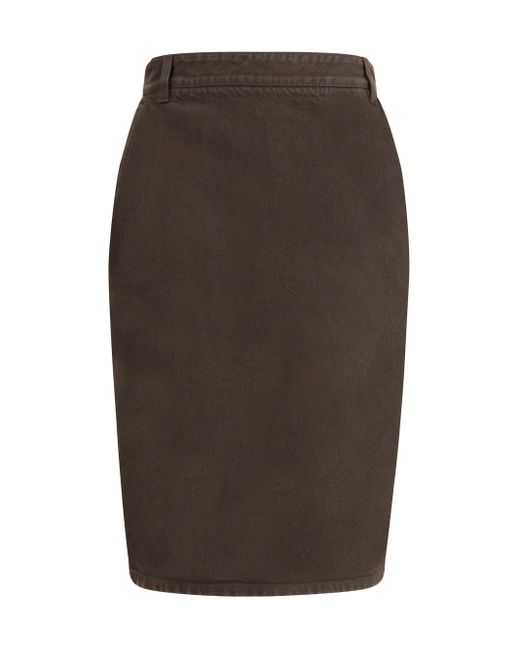 Saint Laurent Brown Denim Pencil Skirt