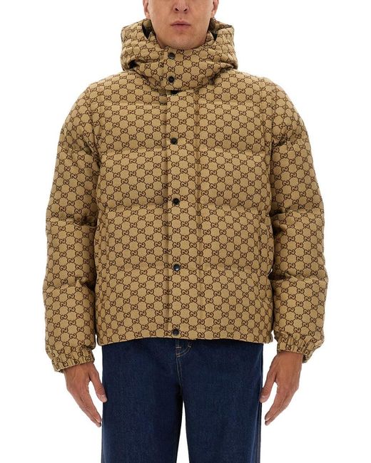 Gucci Blue Down Jacket "Gg" for men