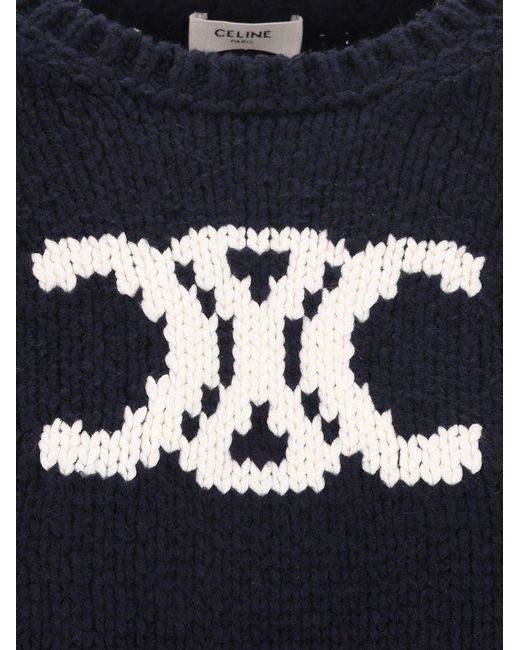 Céline Blue Triomphe Jacquard Knit