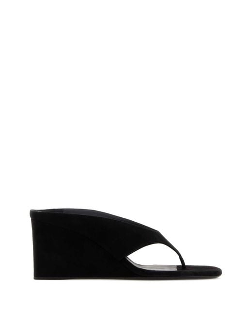 Alaïa Black Suede Thong Mules