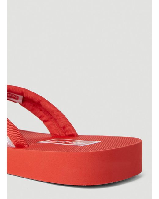 KENZO Red Logo Patch Flip Flops