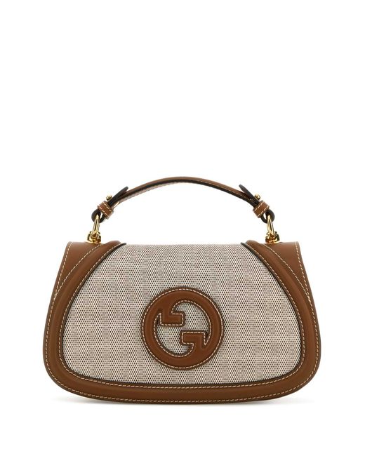 ハンドバッグ Gucci Two-Tone Canvas And Leather Gucci Blondie Handbag Gucci Two-Tone Canvas And Leather Blondie Handbag in Brown