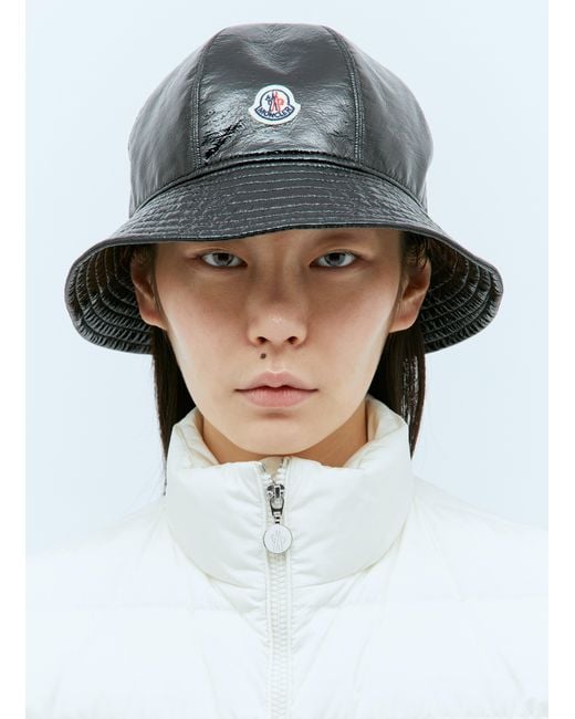 Moncler Gray Logo Patch Bucket Hat