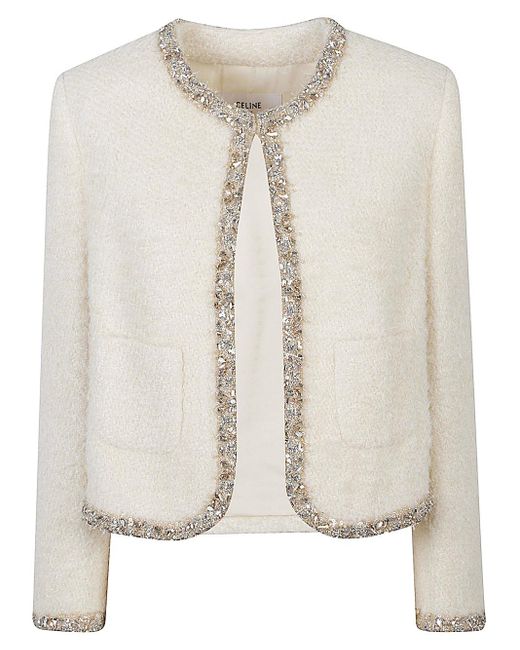 Céline Natural Embroidered Silk Jacket