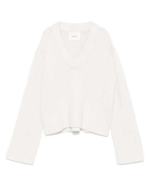 Lisa Yang White "Aletta" Vneck Sweater