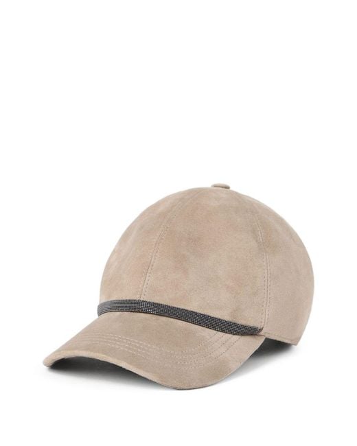 Brunello Cucinelli Natural Leather Baseball Cap