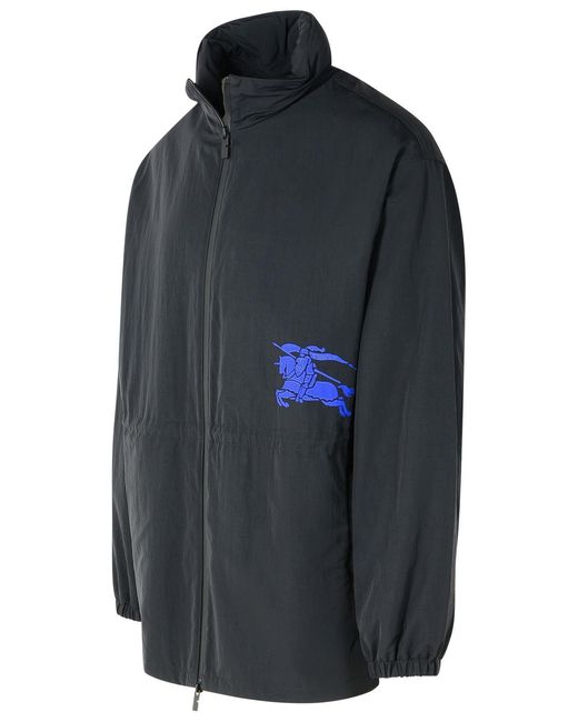 Burberry Blue Polyamide Raincoat for men