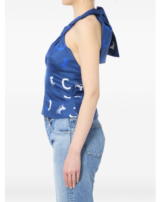 Céline Blue Printed Silk Top