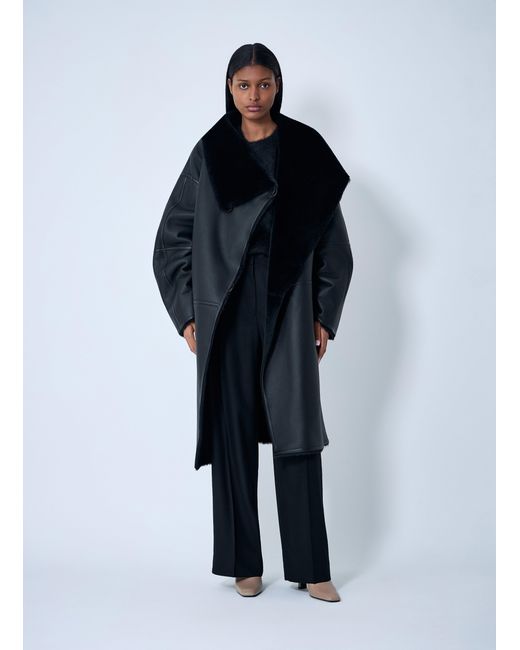 Totême Blue Shearling Wrap Coat