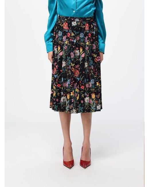 Gucci Black High-Waisted Floral Print Pleated Silk Midi Skirt for men