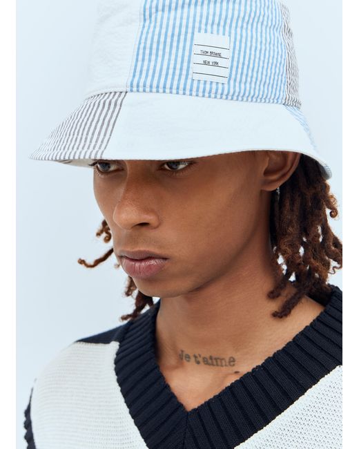 Thom Browne Blue Quarter Bucket Hat for men