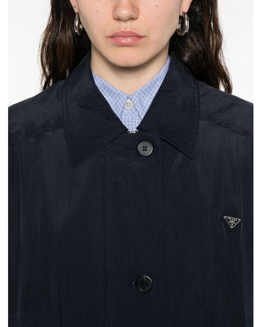 Prada Blue Silk Blouson Jacket