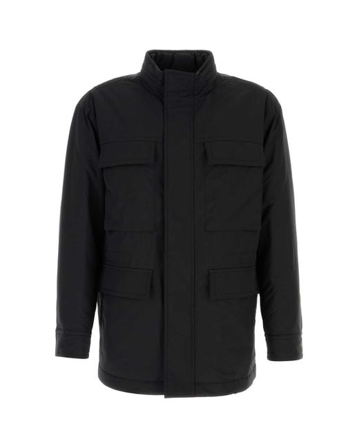 Ferragamo Black Wool Blend Padded Jacket
