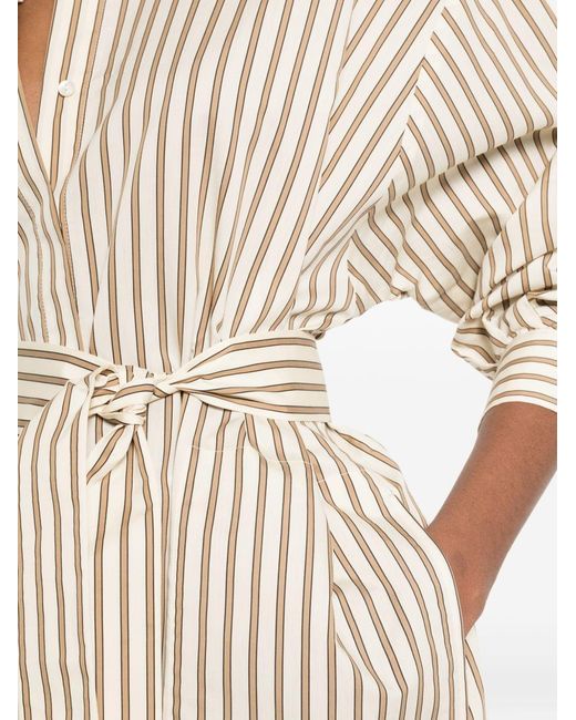 Max Mara Natural Striped Silk Blend Dress