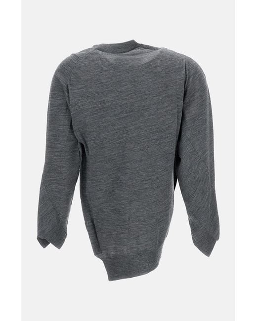 Junya Watanabe Gray Fine Wool Round Neck Cardigan