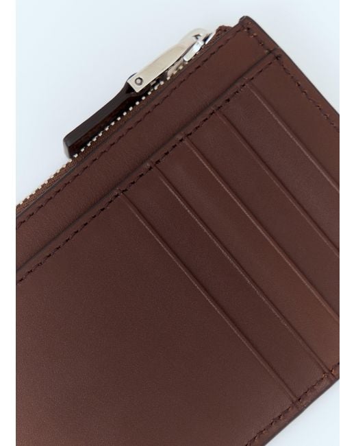 Max Mara Brown Embossed Logo Leather Cardholder