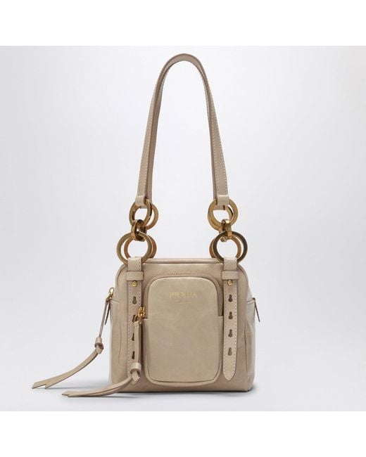 Prada Natural Mini Dangle Handbag Powder