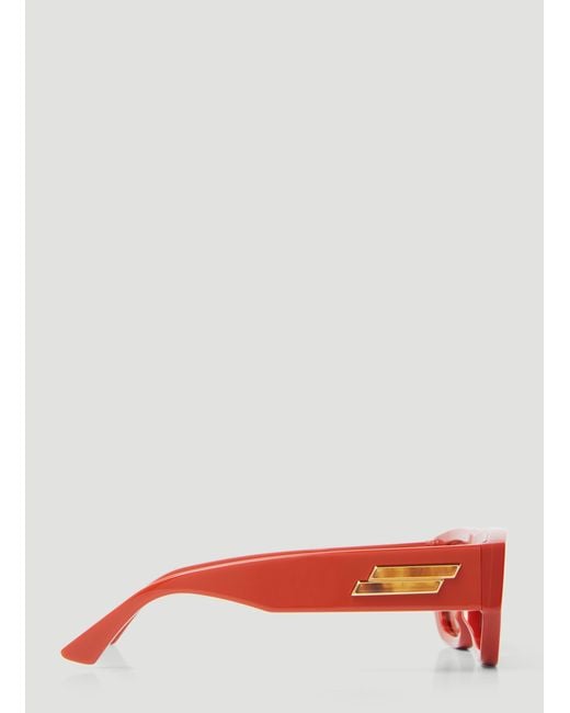 Bottega Veneta Pink Bolt Rectangular Sunglasses