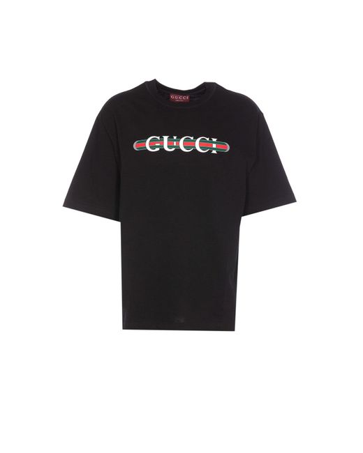 Gucci Black Web Print T-Shirt for men