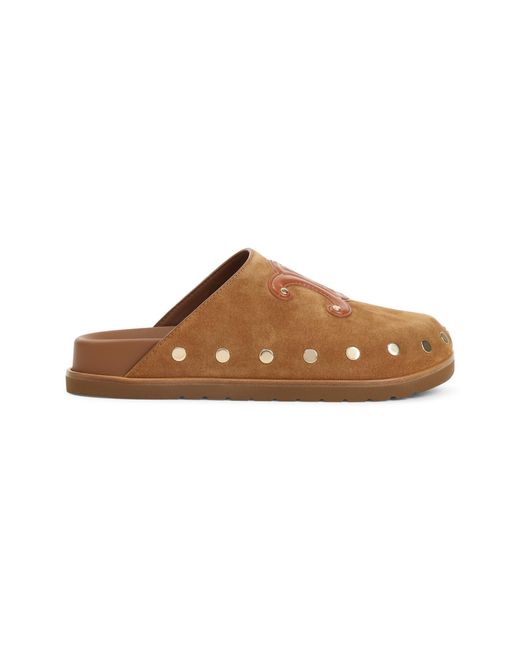 Céline Brown Triomphe Wedge Mules