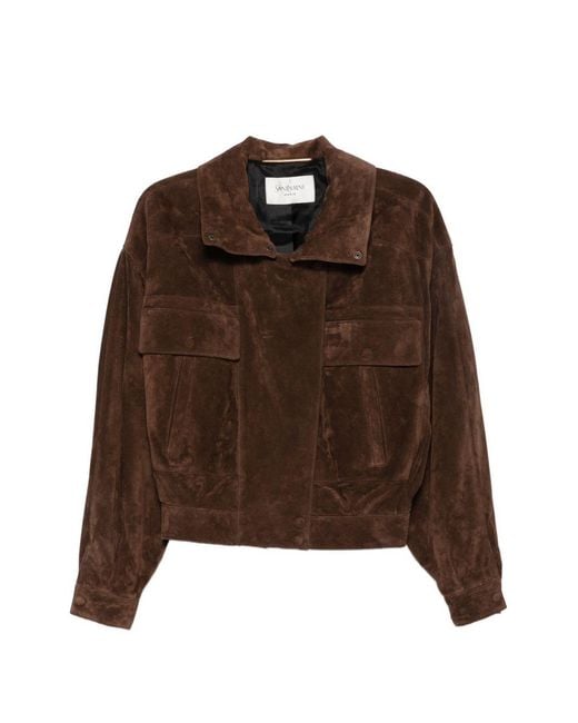Saint Laurent Brown Leather Blouson Jacket
