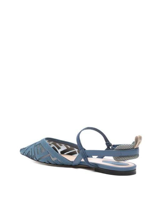 Fendi Blue Colibrì Lite Slingback Ballets