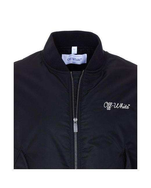 Off-White c/o Virgil Abloh Blue Off Script Logo Varsity Bomber for men