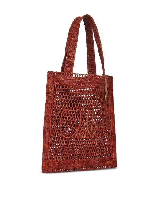 Chloé Red Summer Banana Rafia Tote