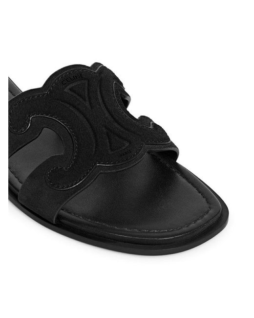Céline Black Triomphe Suede Mule
