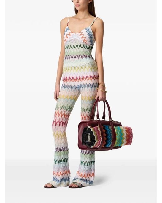 Missoni White V-Neck Zig-Zag Top