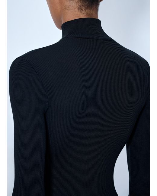 Prada Blue Ribbed Turtleneck Top