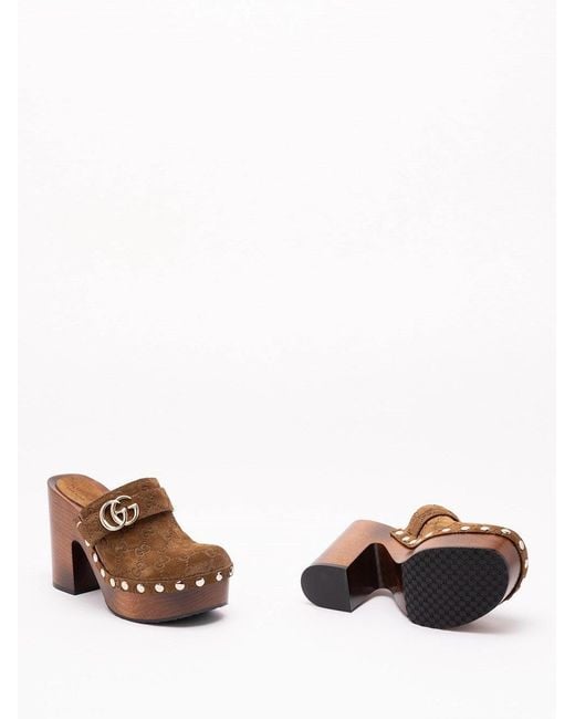 Gucci Brown 'Marmont' Clogs