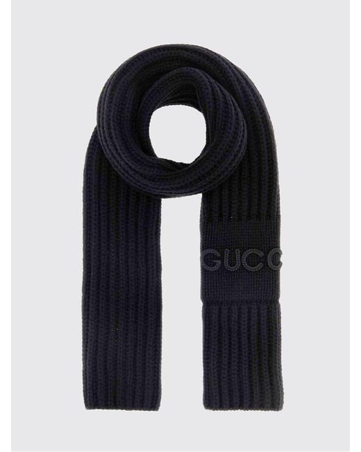 Gucci Blue Wool And Cashmere Scarf