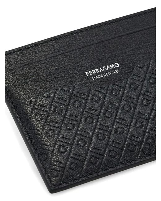 Ferragamo Black Monogram Card Holder for men
