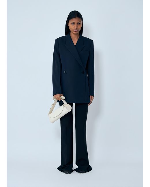 Jil Sander Blue Double-Breasted Wool Blazer
