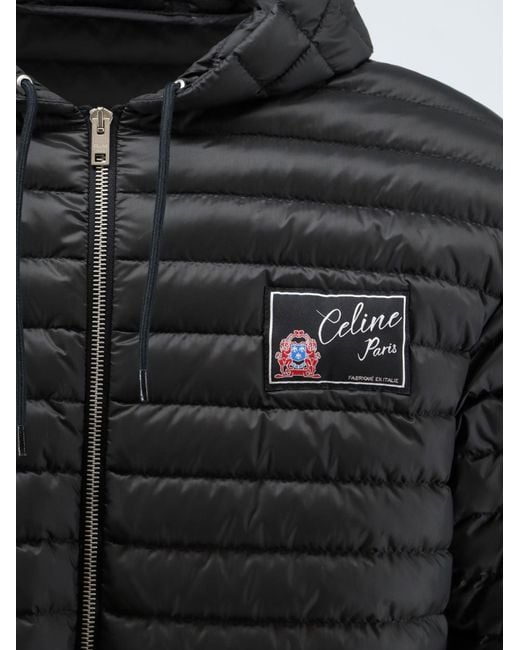 Céline Black Hooded Quilted Down Jacket for men