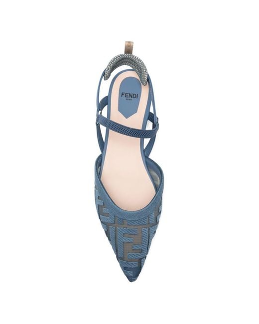 Fendi Blue Colibrì Lite Slingback Ballets