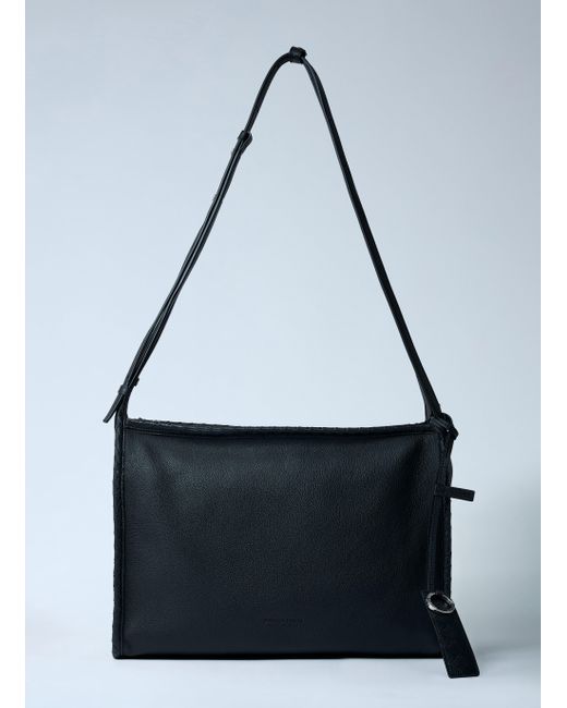 Bottega Veneta Men's Corriere Leather Shoulder Bag Black