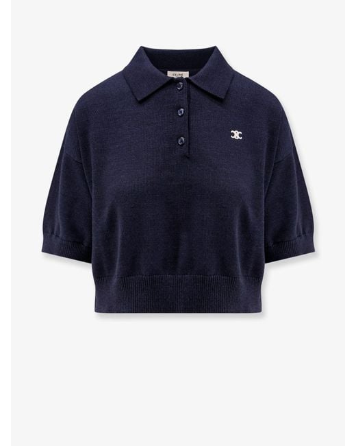 【CELINE】POLO SHIRT WITH TRIOMPHE●2X75H0ZWR07OW classic polo shirt in cotton piqué - NAVY/OFF WHITE | CELINE