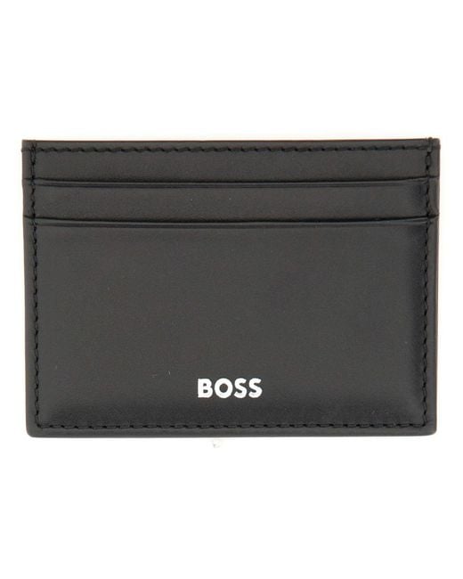 Boss Black Leather Card Holder for men