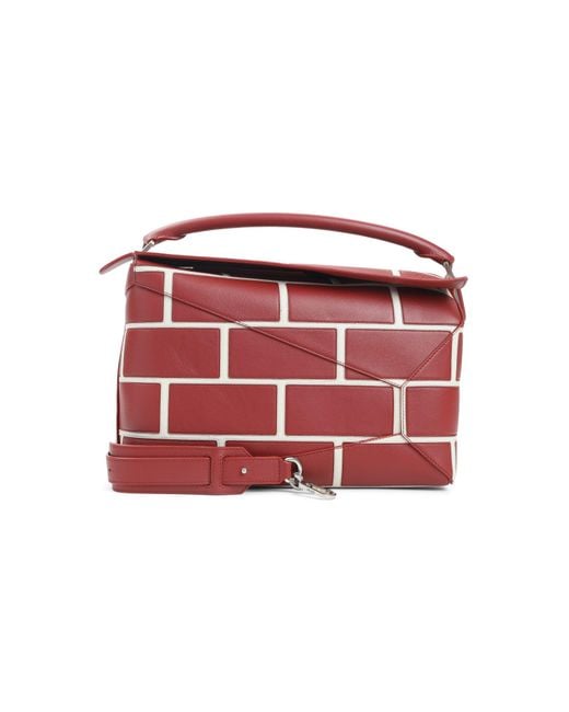 Loewe Red Puzzle Edge Large Brick Bag for men