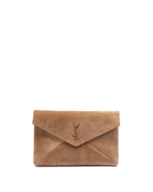 Saint Laurent Brown 'Cassandre' Large 'Envelope' Pouch